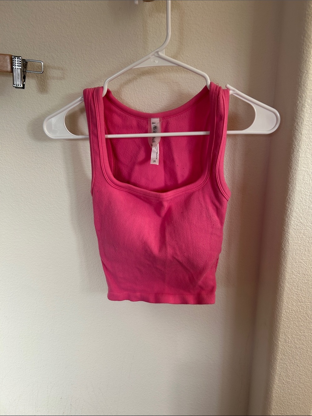 Women's Ribbed Scoop Neck Tank Top in Bright Pink
